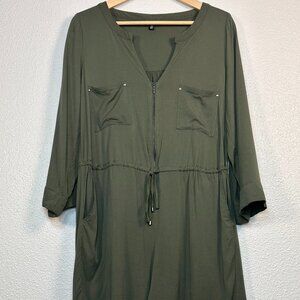 Torrid Olive Challis Zip-Front Romper - Size 0 | M | 10